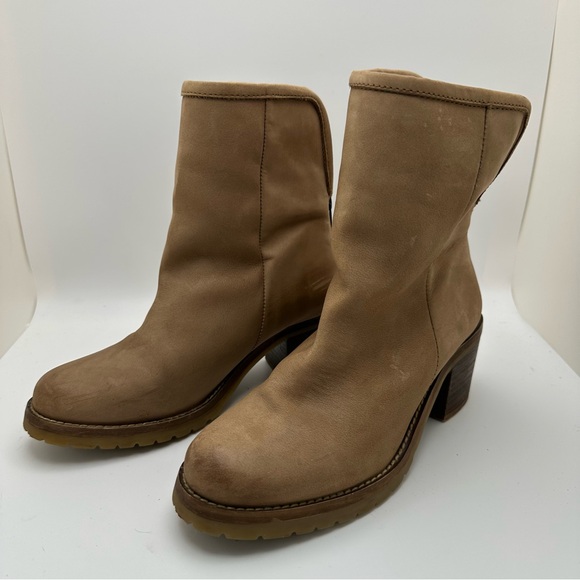 STEVEN by Steve Madden Havek Tan Boots Booties Real Fur Sz 7M Back Zip - Picture 5 of 12